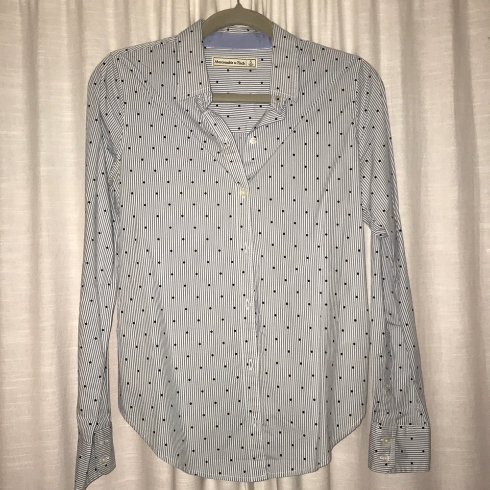 Abercrombie and Fitch polka dot blue shirt